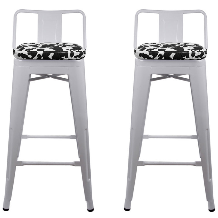 Williston 30Inch Milk Cow Seat White Metal Bar Stool, set of 2